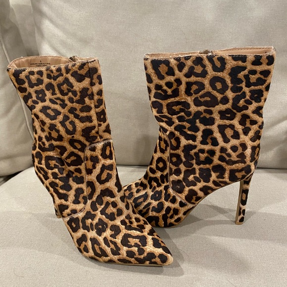 Express Shoes - Express Womens Ankle Boots Booties Brown Black Leopard Print Size 6